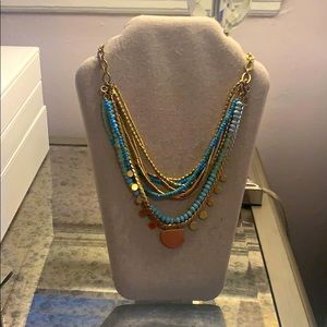 Stella & Dot layered turquoise/gold color necklace
